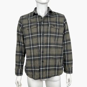GRAYERS Long-Sleeve Button-Up Flannel (Brown, White, Black | Large)